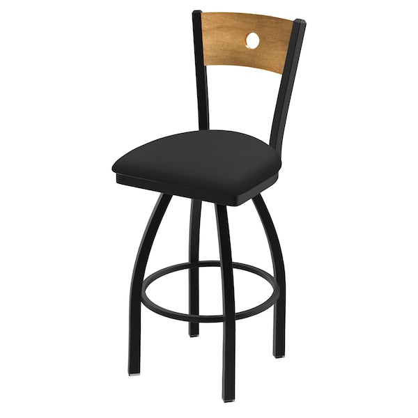 25" Swivel Counter Stool, Black Wrinkle, Med Back, Canter Iron Seat